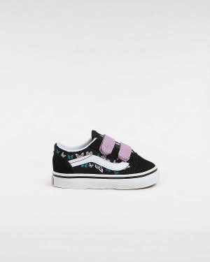 Kids' Vans Old Skool Hook And Loop (1-4 Years) Sneakers Black Malaysia | VN6409852