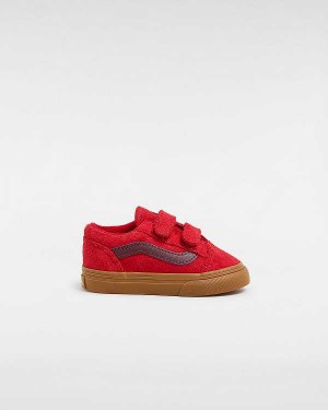 Kids' Vans Old Skool Hook And Loop (1-4 Years) Sneakers Red Malaysia | VN9106835