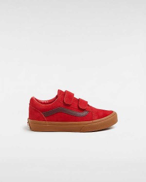 Kids' Vans Old Skool Hook And Loop (4-8 Years) Sneakers Red Malaysia | VN5176498