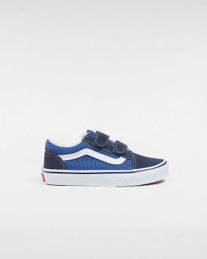 Kids' Vans Old Skool Velcro (4-8 years) Sneakers Blue Malaysia | VN0213958