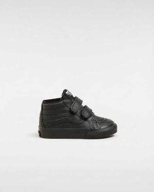 Kids' Vans Sk8-Mid Reissue Hook and Loop (1-4 Years) Sneakers Black Malaysia | VN3865712