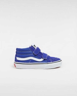 Kids' Vans Sk8-Mid Reissue Hook and Loop (4-8 years) Sneakers Blue Malaysia | VN4893610