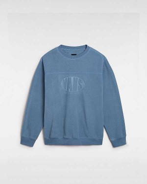 Men Vans Carlo Polar Fleece Loose Crew Sweatshirt Blue Malaysia | VN5012938