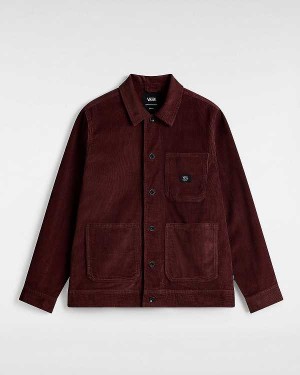 Men Vans Drill Chore Corduroy Jacket Brown Malaysia | VN0236781