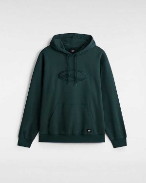 Men Vans Oval Loose Hoodie Green Malaysia | VN9861450