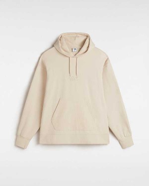 Men Vans Premium Oversized Pullover Logo Hoodie Beige Malaysia | VN9307284