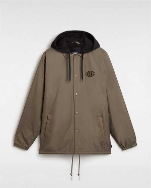 Men Vans Riley Coaches Jacket Brown Malaysia | VN8514976