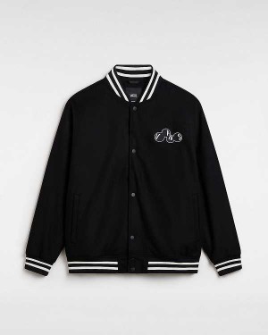 Men Vans Scuttle Baseball Jacket Black Malaysia | VN9420876