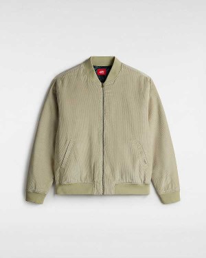 Men Vans Skate Cord Bomber Jackets Beige Malaysia | VN5942071