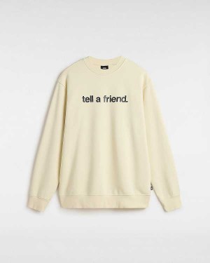 Men Vans Tell a Friend Crew Sweatshirt Beige Malaysia | VN6935217