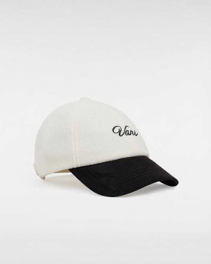 Unisex Vans Script Curved Bill Jockey Hats White Malaysia | VN6754839