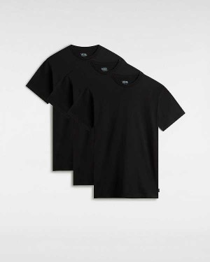 Women Vans Basic (3 pack) T Shirts Black Malaysia | VN6940371