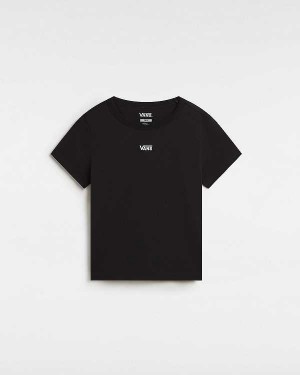 Women Vans Basic mini T Shirts Black Malaysia | VN2479031