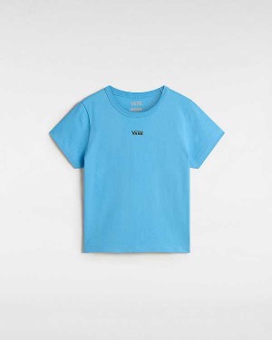 Women Vans Basic mini T Shirts Blue Malaysia | VN0849356