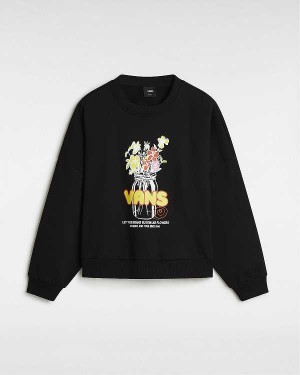 Women Vans Boquet Loose Crew Sweatshirt Black Malaysia | VN1934708