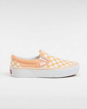 Women Vans Checkerboard Classic Slip-On Platform Shoes Orange Malaysia | VN1380645