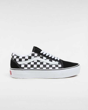 Women Vans Checkerboard Old Skool Platform Shoes Black / White Malaysia | VN3940678