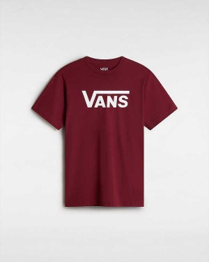 Women Vans Classic T Shirts Burgundy Malaysia | VN7296031