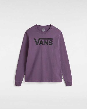 Women Vans Flying V Classic Long Sleeve T Shirts Purple Malaysia | VN8731940