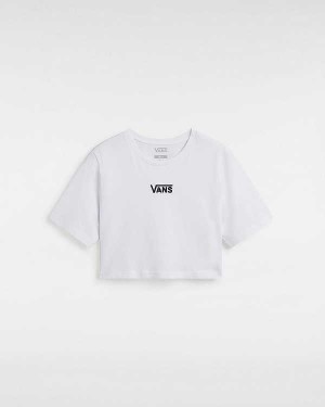 Women Vans Flying V Crew Crop T Shirts White Malaysia | VN3015679