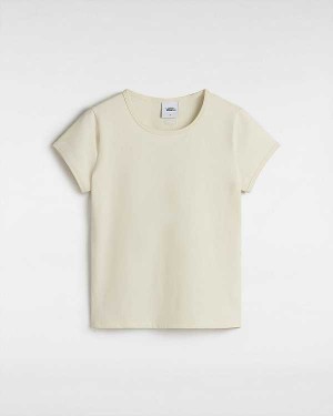 Women Vans Premium Short Sleeve Baby T Shirts Beige Malaysia | VN6189237