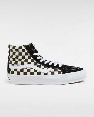 Women Vans Premium Sk8-Hi 38 Reissue Skate Shoes Black / White Malaysia | VN0352719