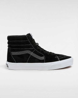 Women Vans Sk8-Hi Pig Suede Skate Shoes Black Malaysia | VN7690158