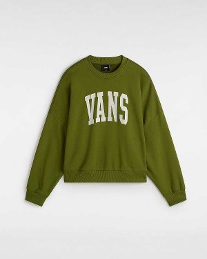 Women Vans Stadium French Terry Loose Crew Sweatshirt Green Malaysia | VN4837210