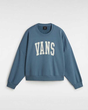 Women Vans Stadium French Terry Loose Crew Sweatshirt Blue Malaysia | VN1683095