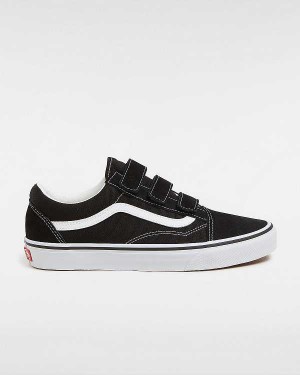 Women Vans Suede/Canvas Old Skool Hook And Loop Sneakers Black / White Malaysia | VN1927605