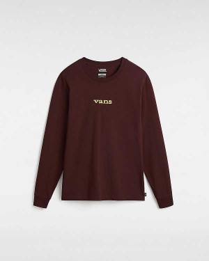 Women Vans Vitality Fields Long Sleeve T Shirts Brown Malaysia | VN6972418