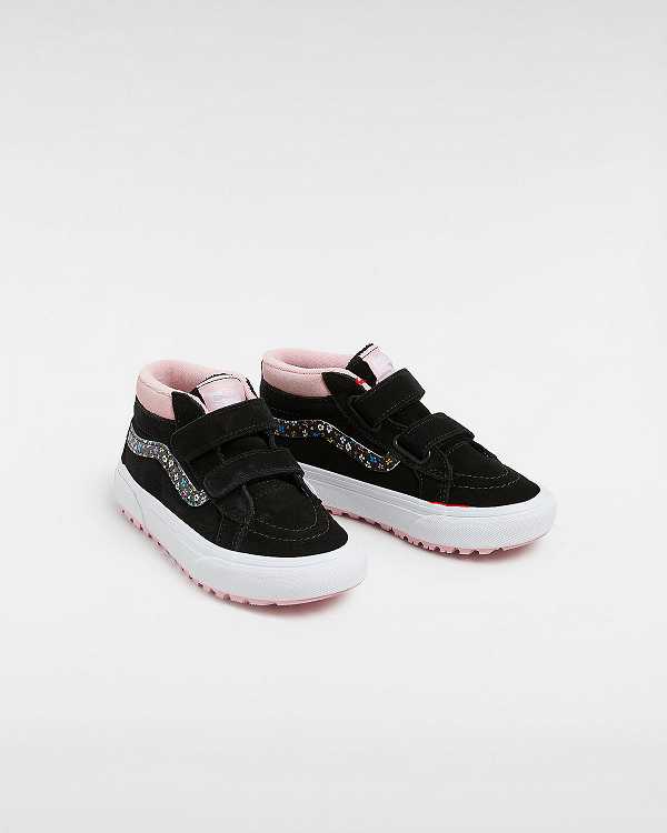 Kids' Vans MTE Sk8-Mid Reissue Hook and Loop (4-8 years) Sneakers Black / Pink Malaysia | VN3207985