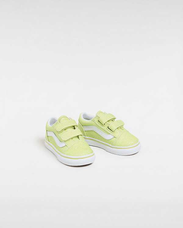 Kids' Vans Old Skool Hook and Loop Glitter (1-4 Years) Sneakers Yellow Malaysia | VN1325086