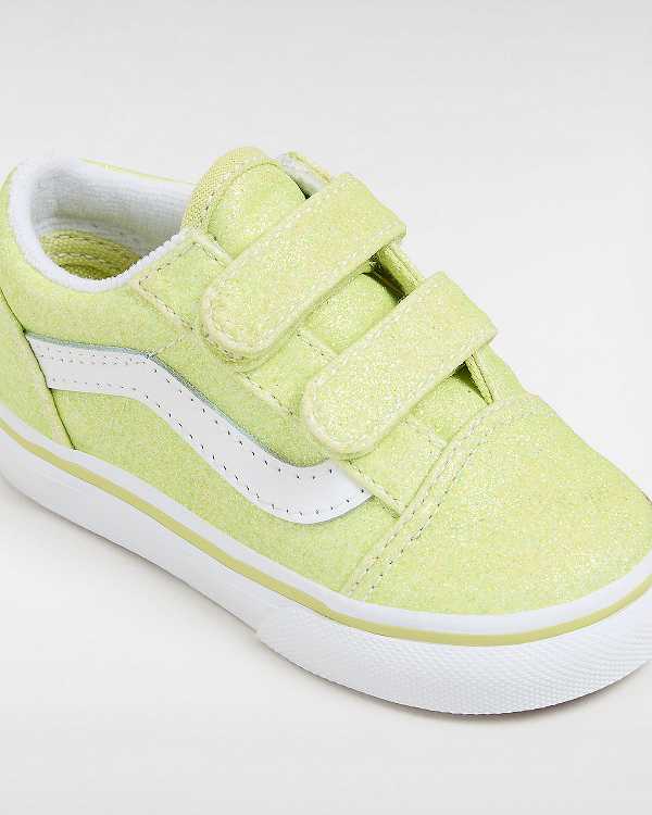 Kids' Vans Old Skool Hook and Loop Glitter (1-4 Years) Sneakers Yellow Malaysia | VN1325086