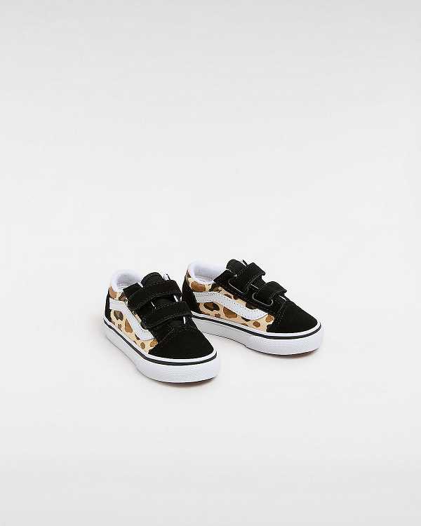 Kids' Vans Old Skool Hook and Loop Glitter (1-4 Years) Sneakers Black Malaysia | VN3751489