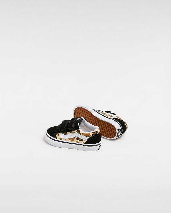 Kids' Vans Old Skool Hook and Loop Glitter (1-4 Years) Sneakers Black Malaysia | VN3751489