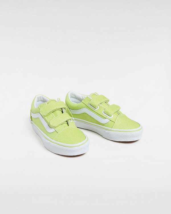 Kids' Vans Old Skool Hook and Loop Glitter (4-8 years) Sneakers Yellow Malaysia | VN8216439