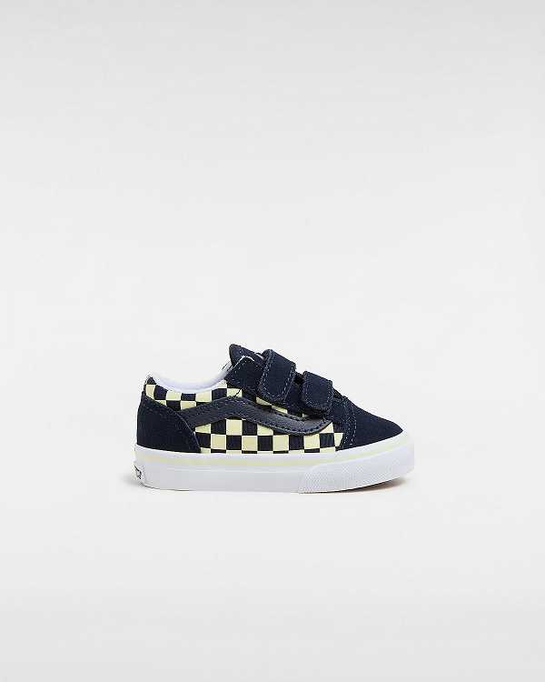 Kids\' Vans Old Skool Hook and Loop Glow (1-4 Years) Sneakers Blue Malaysia | VN2546831