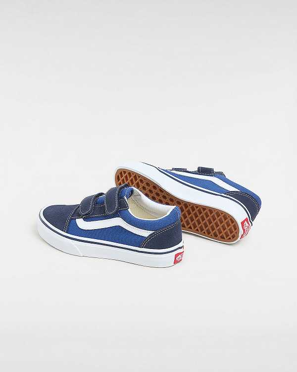 Kids' Vans Old Skool Velcro (4-8 years) Sneakers Blue Malaysia | VN0213958