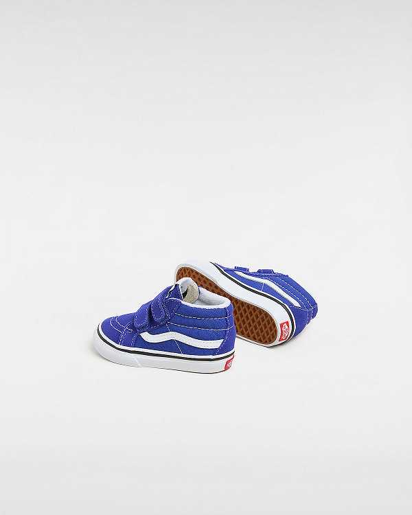 Kids' Vans Sk8-Mid Reissue Hook and Loop (1-4 Years) Sneakers Blue Malaysia | VN5043782