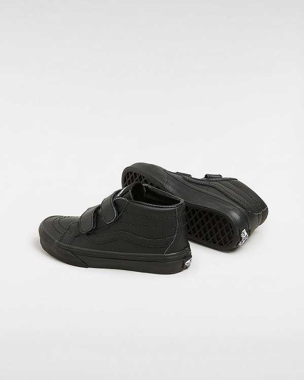 Kids' Vans Sk8-Mid Reissue Hook and Loop (4-8 years) Sneakers Black Malaysia | VN9521304