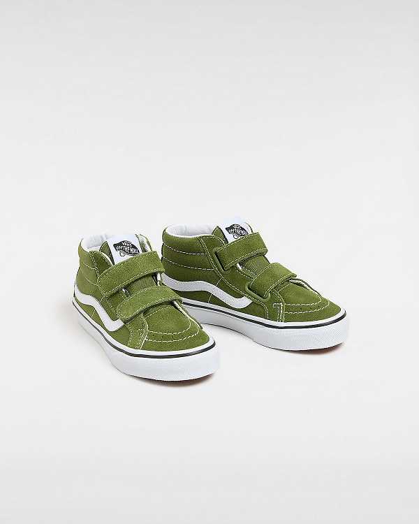 Kids' Vans Sk8-Mid Reissue Hook and Loop (4-8 years) Sneakers Green Malaysia | VN0297684