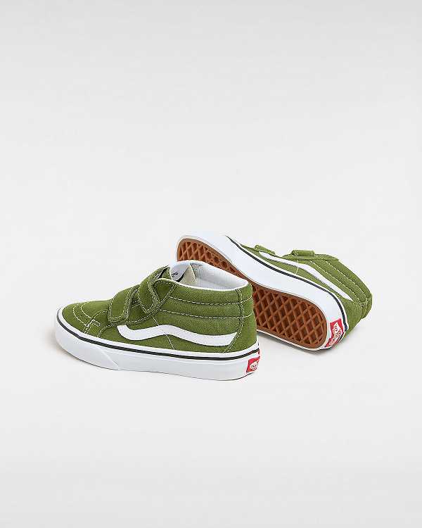 Kids' Vans Sk8-Mid Reissue Hook and Loop (4-8 years) Sneakers Green Malaysia | VN0297684