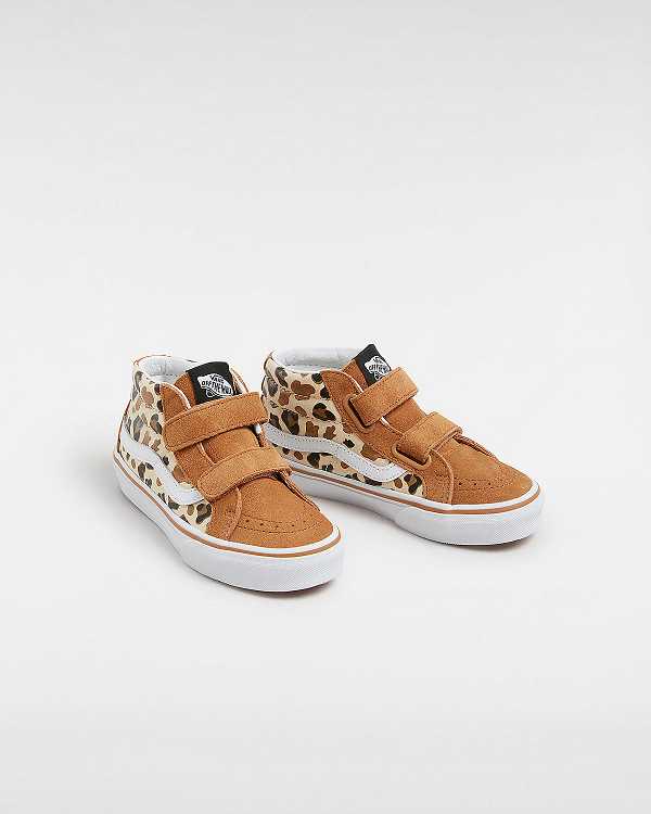 Kids' Vans Sk8-Mid Reissue Hook and Loop (4-8 years) Sneakers Brown Malaysia | VN6847521