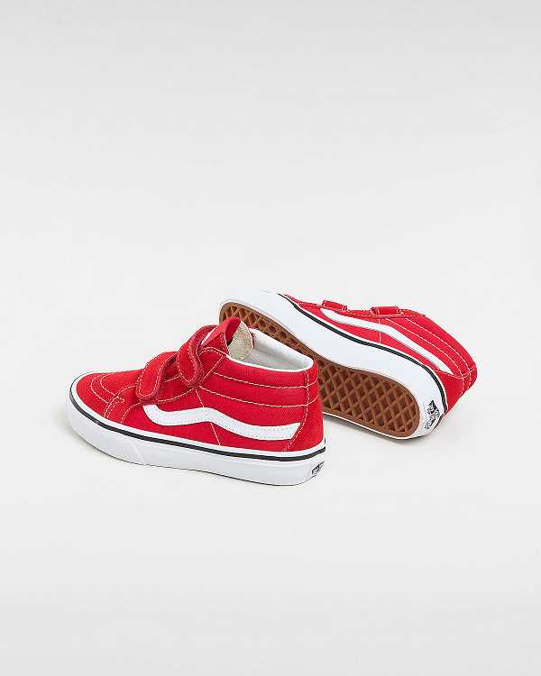 Kids' Vans Sk8-Mid Reissue Hook and Loop (4-8 years) Sneakers Red Malaysia | VN3028145