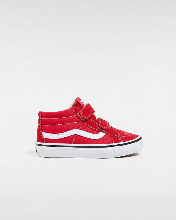 Kids\' Vans Sk8-Mid Reissue Hook and Loop (4-8 years) Sneakers Red Malaysia | VN3028145