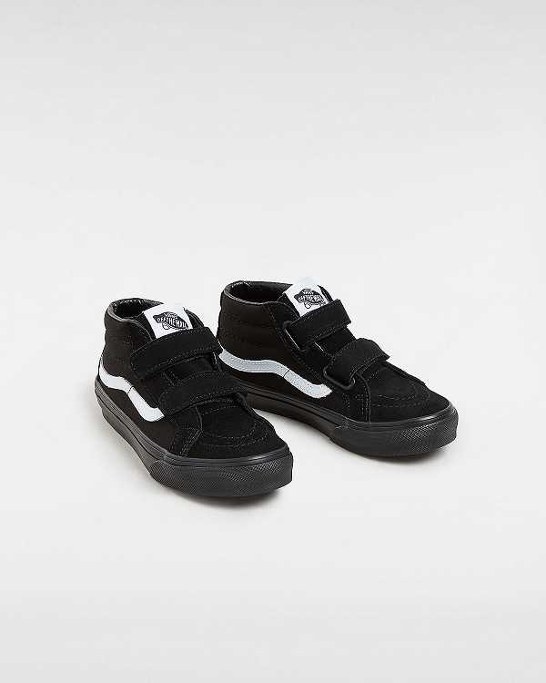 Kids' Vans Sk8-Mid Reissue Hook and Loop (4-8 years) Sneakers Black Malaysia | VN0471396