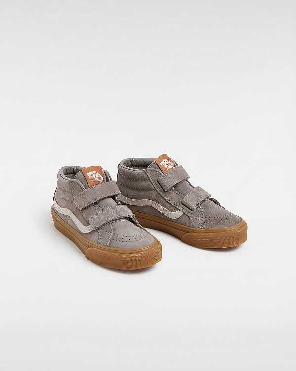 Kids' Vans Sk8-Mid Reissue Hook and Loop Gum (4-8 Years) Sneakers Grey Malaysia | VN3129748