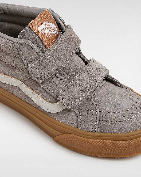 Kids' Vans Sk8-Mid Reissue Hook and Loop Gum (4-8 Years) Sneakers Grey Malaysia | VN3129748