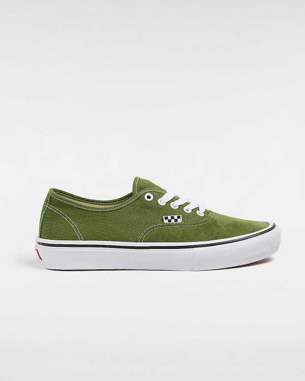 Men Vans Authentic Skate Shoes Green / White Malaysia | VN5304796